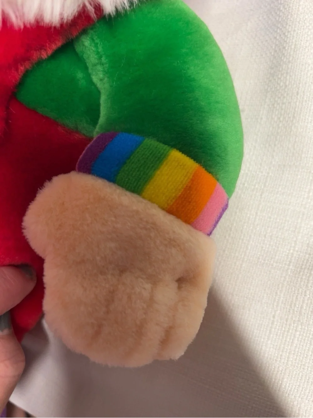 Vtg 90’s Sugar Plum Junction Santa Plush Rainbow Cuffs Purple Feet 19.5” Large